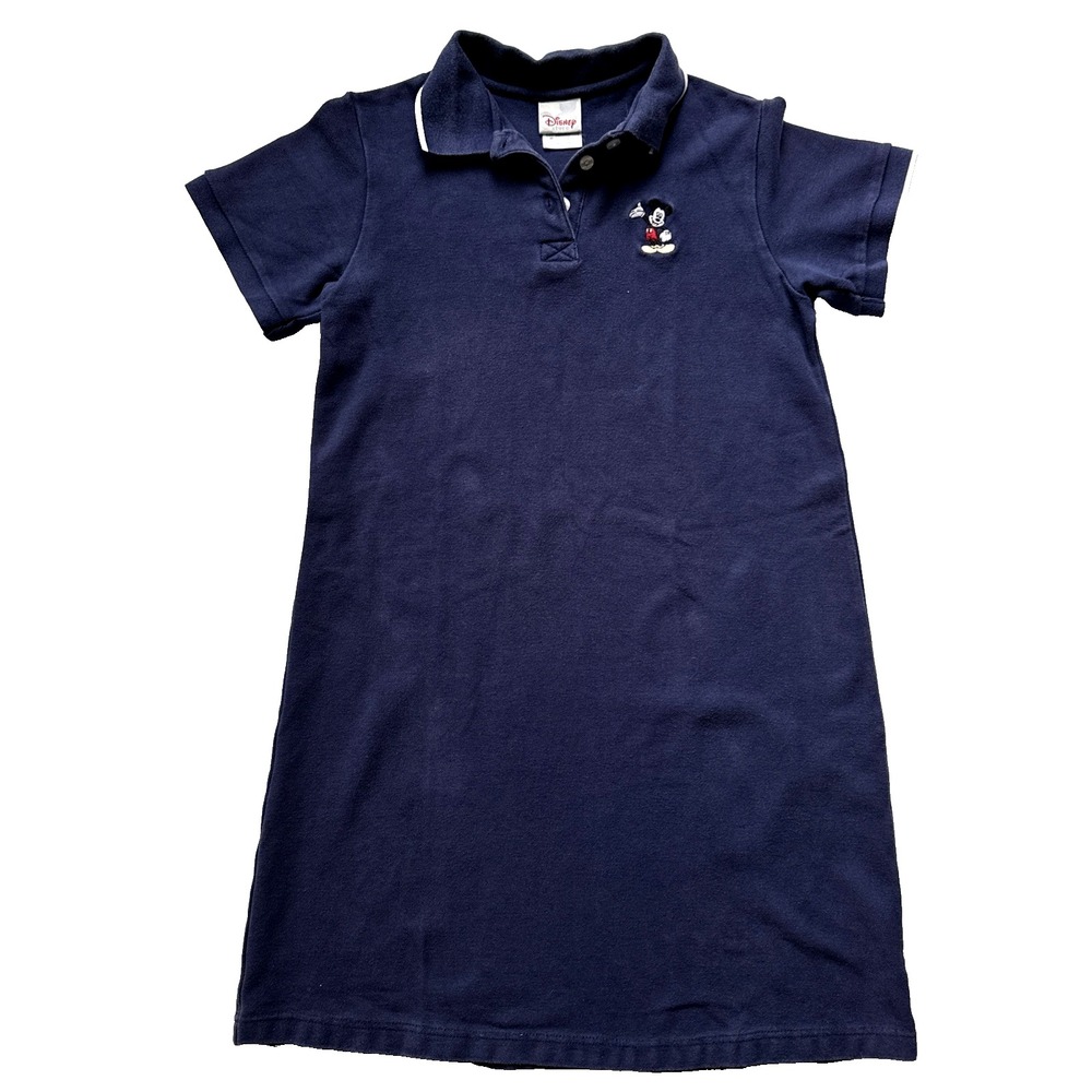 Disney Navy Blue Polo Dress with Embroidered Mickey
